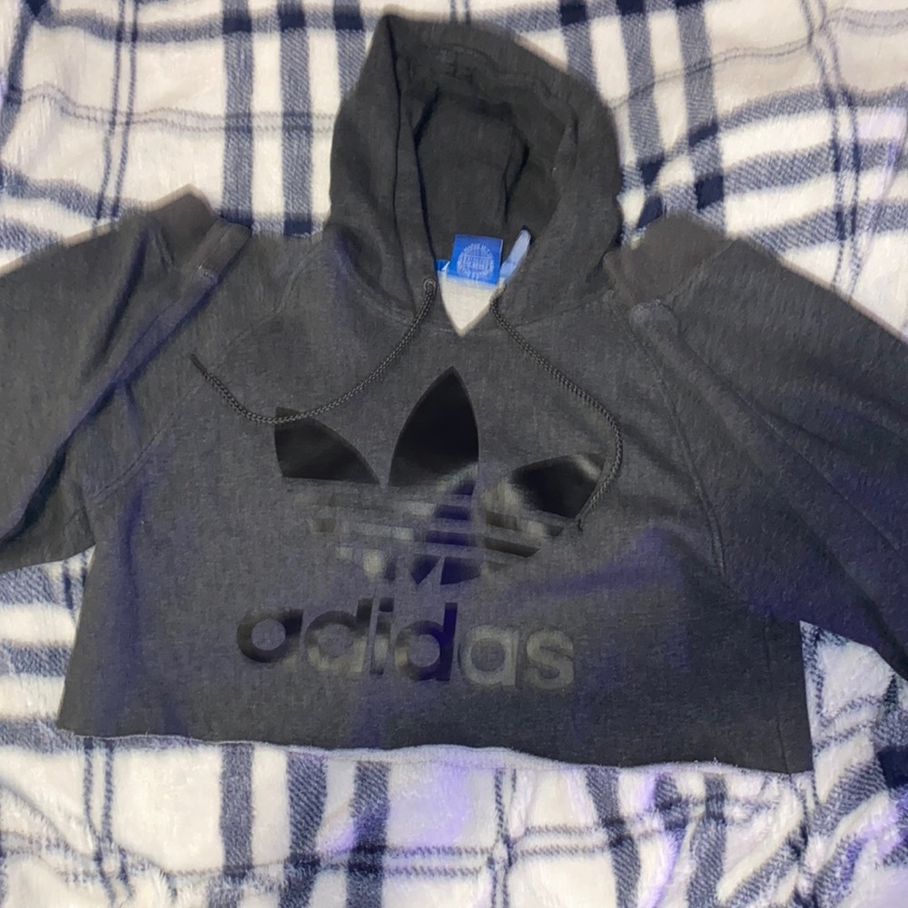Cropped adidas grey hoodie